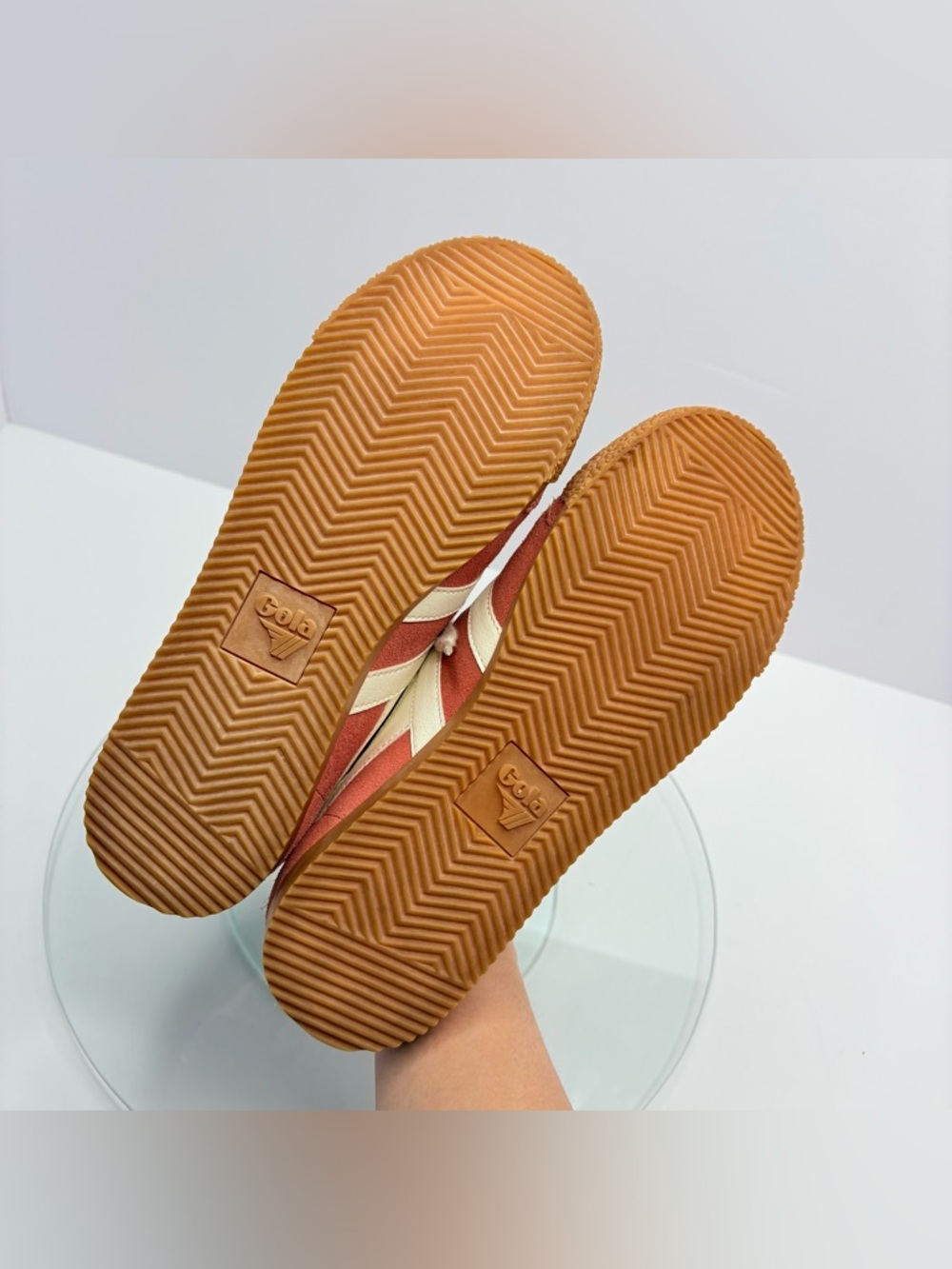 Gola Elan Sneakers Coral Pink Suede Leather Gum Sole Retro Bold Women’s 7.5 - Picture 10 of 11